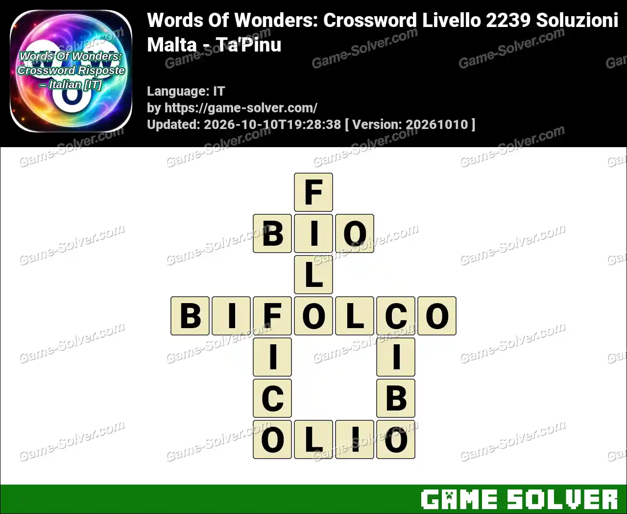 Words Of Wonders: Crossword Livello 2239 Soluzioni – Malta – Ta’Pinu